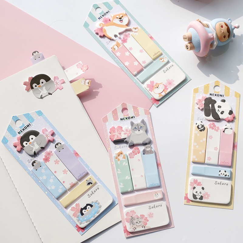Động Vật Dễ Thương Ghi Chú Gấu Trúc Shiba Inu Chim Cánh Cụt Gấu Trúc Mèo Chỉ Mục Hoạt Hình Dán Các Hình Dạng Khác Nhau Ghi Nhớ Bộ Truyện Hoa Anh đào