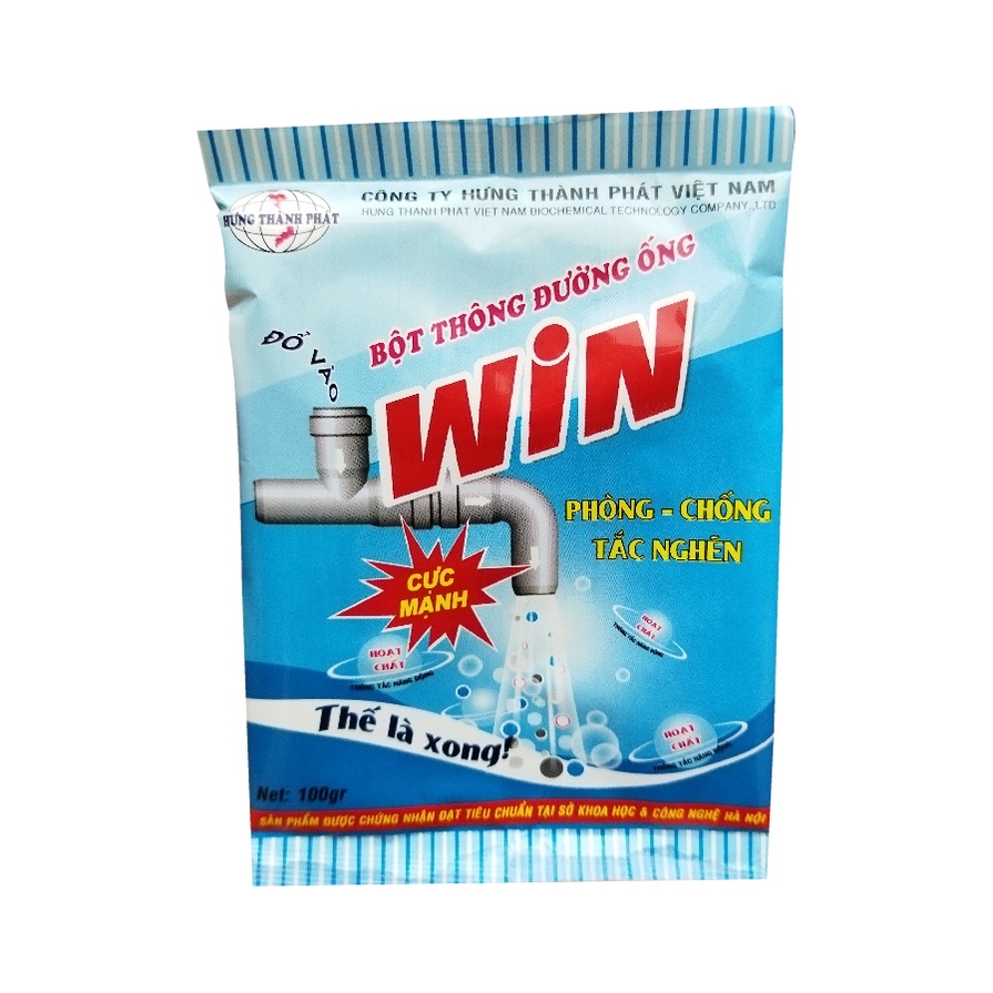 Bột Thông Tắc Cống Cực Mạnh WIN, Thông Tắc Bồn Cầu, Đường Ống, Bồn Rửa Mặt, Giá Gốc Nhà Máy