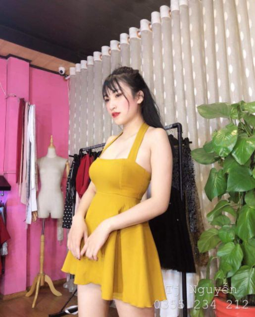 Đầm xòe cổ yếm