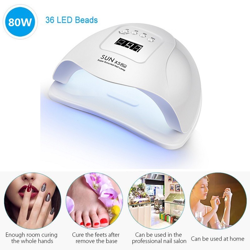 80W SUN X5 PLUS Dùng Làm Khô Sơn Móng Tay Chuyên Nghiệp Đèn LED UV