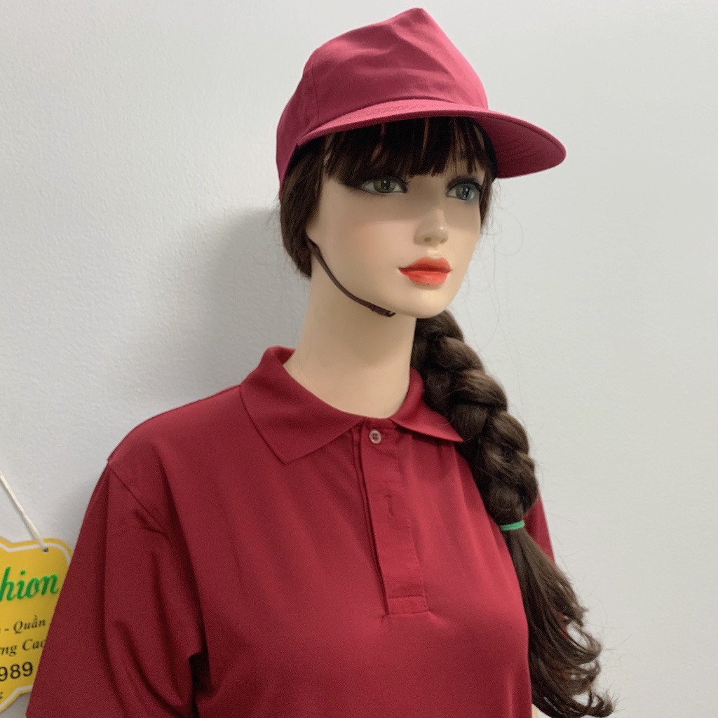 Áo polo màu đỏ đô mặc sáng da vải poly Thái cao cấp cho nam nữ _ Hình chụp thật