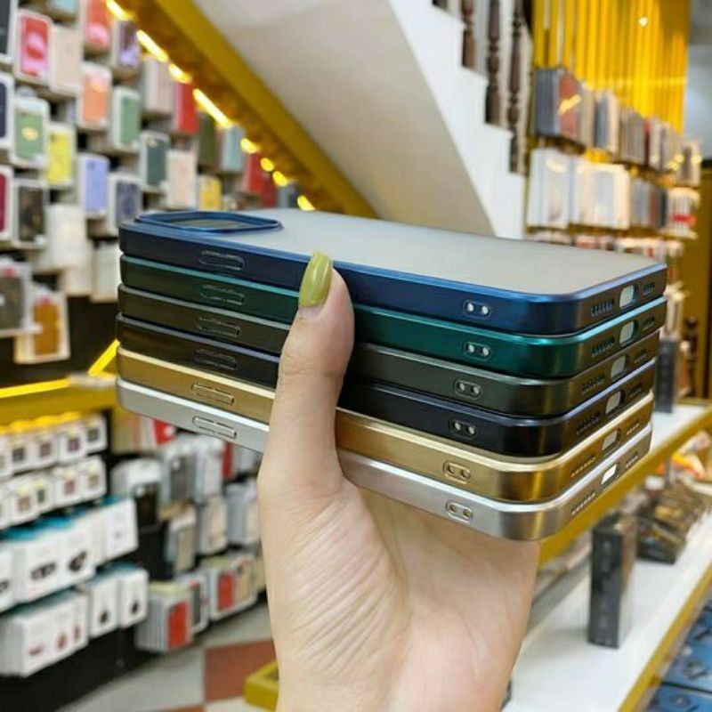 Ốp KST lưng nhám viền màu camera khoét vuông phone 12 Mini/ 12 Max/ 12 Pro / 12 Promax