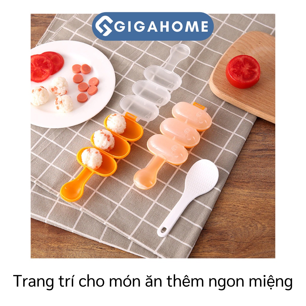Khuôn Lắc Làm Cơm Nắm, Bento Kèm Muỗng GIGAHOME Cho Bé Ăn Dặm 9600
