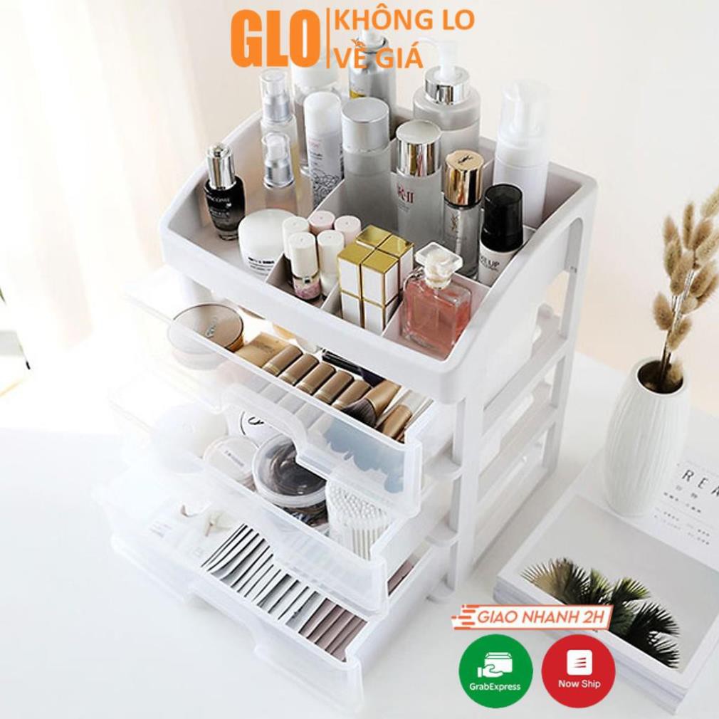 Kệ Đựng Mỹ Phẩm Đồ Trang Điểm Trang Sức 4 Tầng Ngăn Kéo Tiện Dụng GloShop