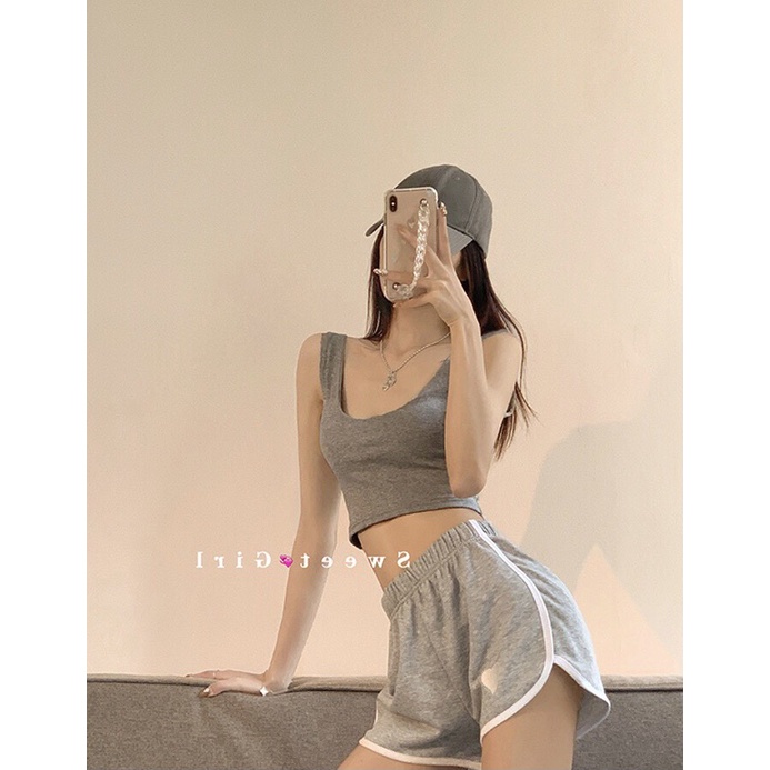 Quần đùi short nữ Viền Tim cạp chun freesize đen trắng ghi xanh phom ôm tôn vòng 3 tập gym yoga mặc nhà hè thun C820 | BigBuy360 - bigbuy360.vn