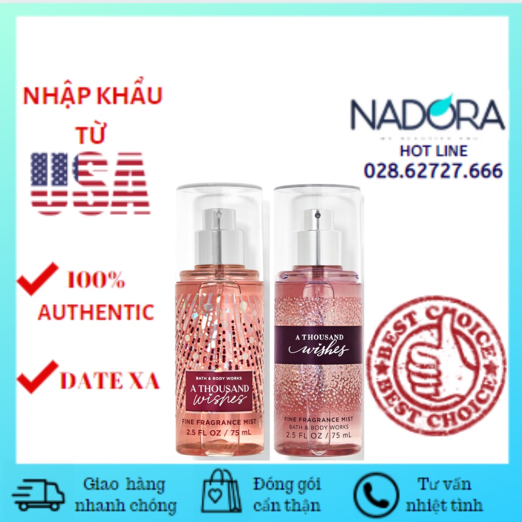 Xịt thơm toàn thân Bath & Body Works Body Mist A Thousand Wishes