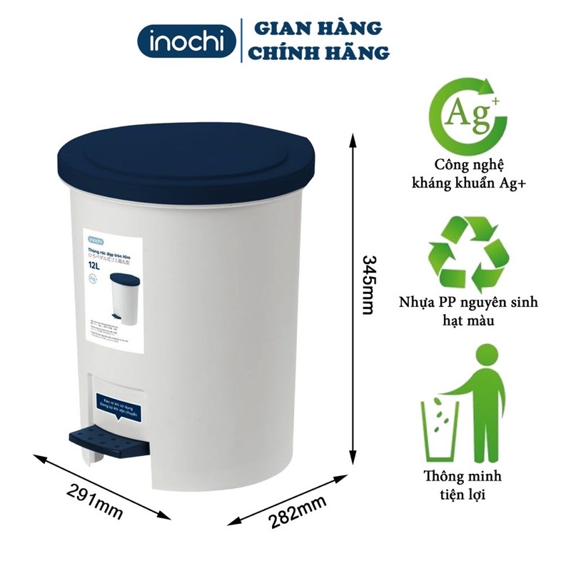 Thùng Rác Đạp Chân INOCHI - Bật Rác Tròn Hiro 6L, 12L Hàng Chính Hãng