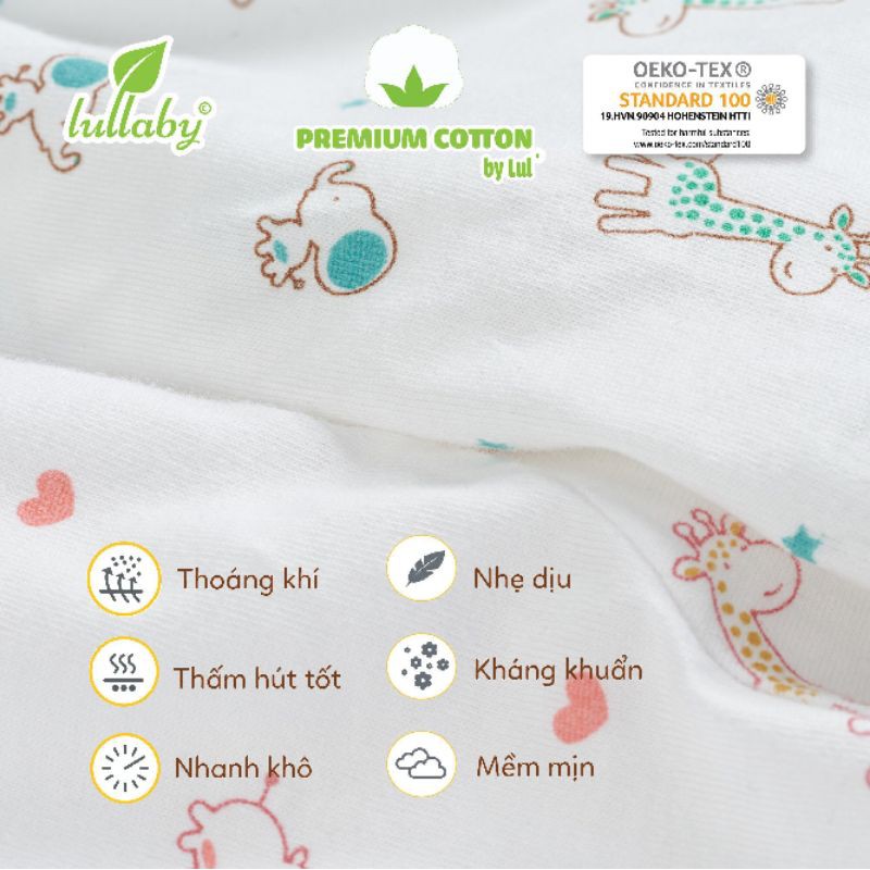 Lullaby -  Bộ dài tay cài giữa cotton thấm hút mồ hôi cho bé sơ sinh 3-9kg