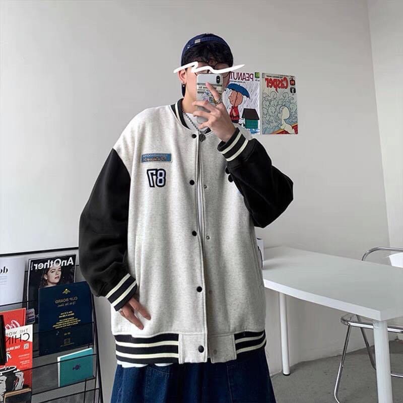 Áo Khoác Bomber Nỉ Bông Nút Bấm Hoa Cúc Ảnh Thật