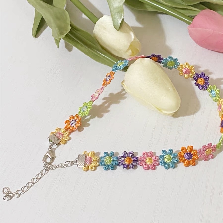 Vòng Cổ Choker Ren Hoa Thủ Công Thời Trang Xuân Hè Hàn Quốc Cho Nữ