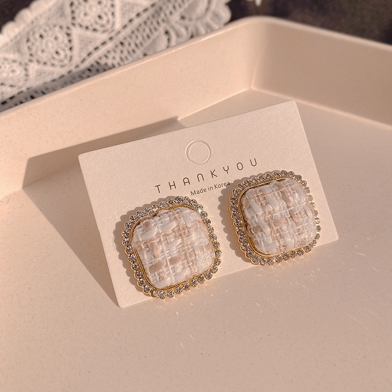 Khuyên Tai Hình Vuông Đính Kim Cương Phong Cách Thời Trang Hàn Quốc Chất Lượng Cao 2022 Cho Nữ