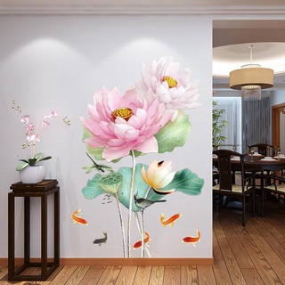 DECAL DÁN TƯỜNG HOA SEN VÀ CÁ CHÉP 10