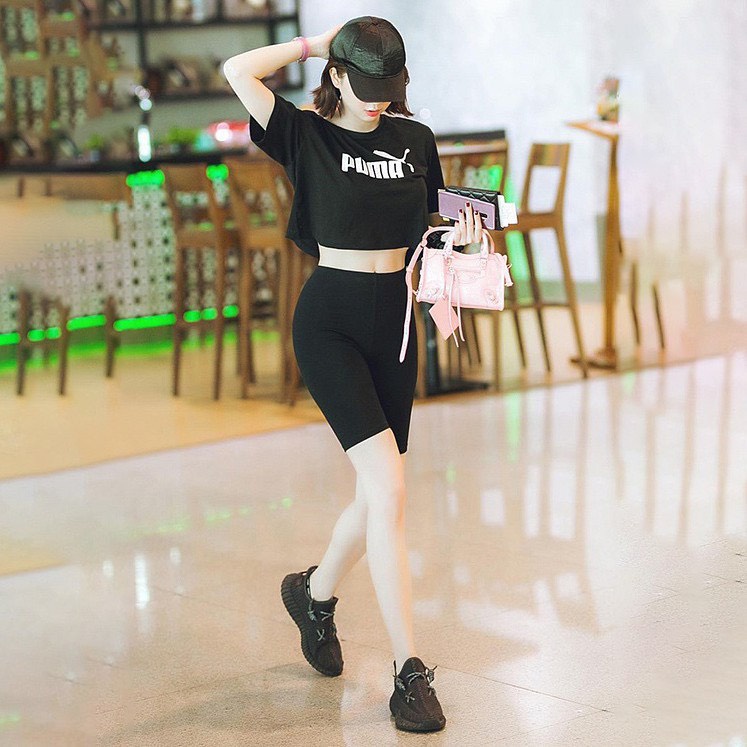 Quần Đùi nữ Mặc ở nhà Legging thể thao màu đen 289 chất mềm mại | BigBuy360 - bigbuy360.vn