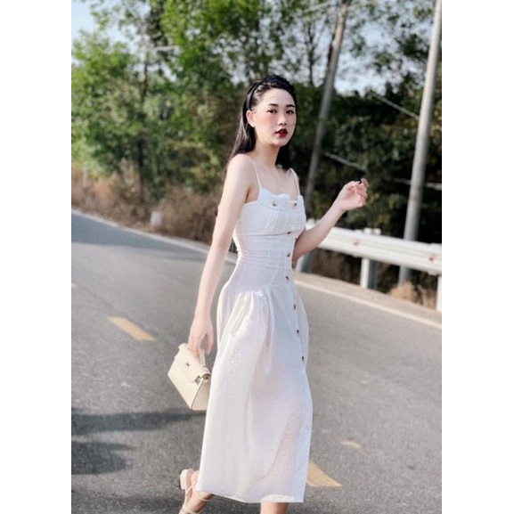 Đầm Maxi 2 Dây Nhún Eo Túi Lắp