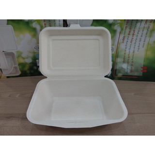 Combo 50 hộp bã mía , Hộp Cơm chữ nhật 1 ngăn 1000ml Mã B006