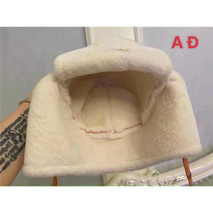 Mũ bé trai bé gái bịt tai lông thỏ mềm mũ phi công cho bé