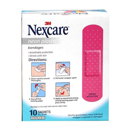 Hộp 90 miếng băng keo cá nhân màu neon Nexcare 3M BKCN-NE