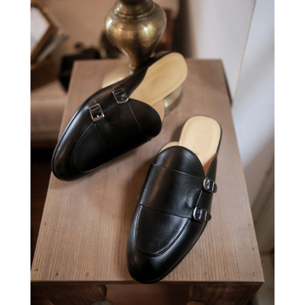 Giày sục nam hở gót hai khóa da bò nguyên tấm cao cấp Toroshoes M641 (siêu đẹp)