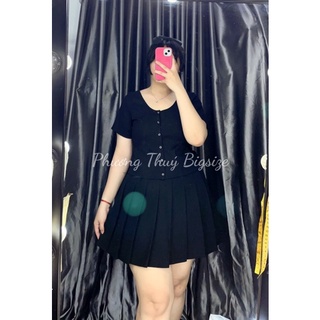 Áo kiểu tay ngắn cổ U cúc bấm chất thun gân cao cấp thời trang nữ bigsize