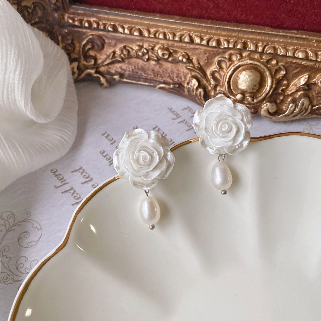 Khuyên Tai Hình Hoa Đính Ngọc Trai Thời Trang