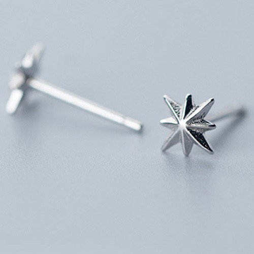 Khuyên tai bạc S925 Sao tám cánh B2439 - Bảo Ngọc Jewelry