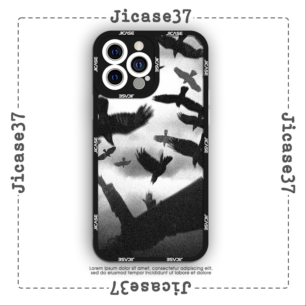 Ốp lưng iphone và samsung xiaomi oppo cạnh vuông Jicase bầy quạ đen vintage