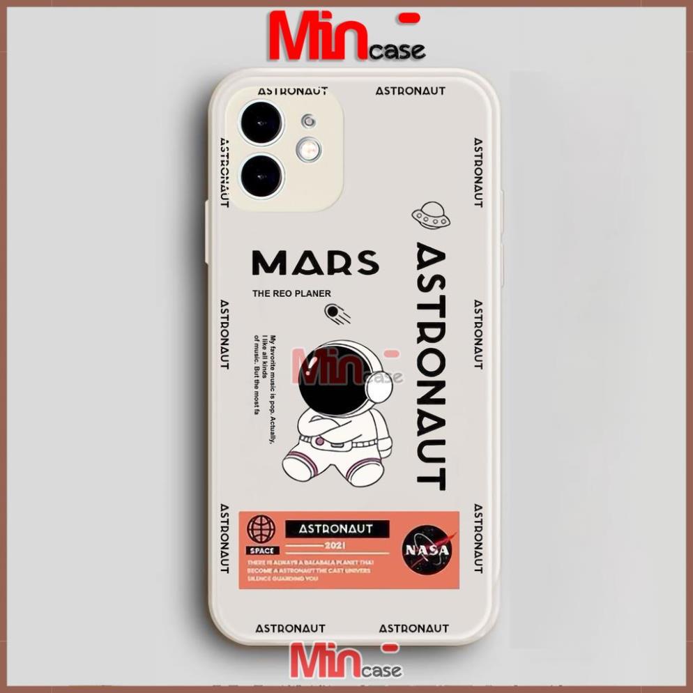 Ốp lưng iPhone Phi hành gia Nasa Cute cạnh viền vuông silicon mềm dẻo cho iphone 6/6s/7/8/X/XS/11/12/13 Pro Plus Max