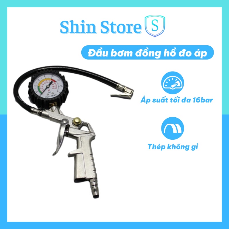 Đầu bơm xe hơi-xe máy Có đồng hồ đo áp - Bảo Nhật - BảoGroup