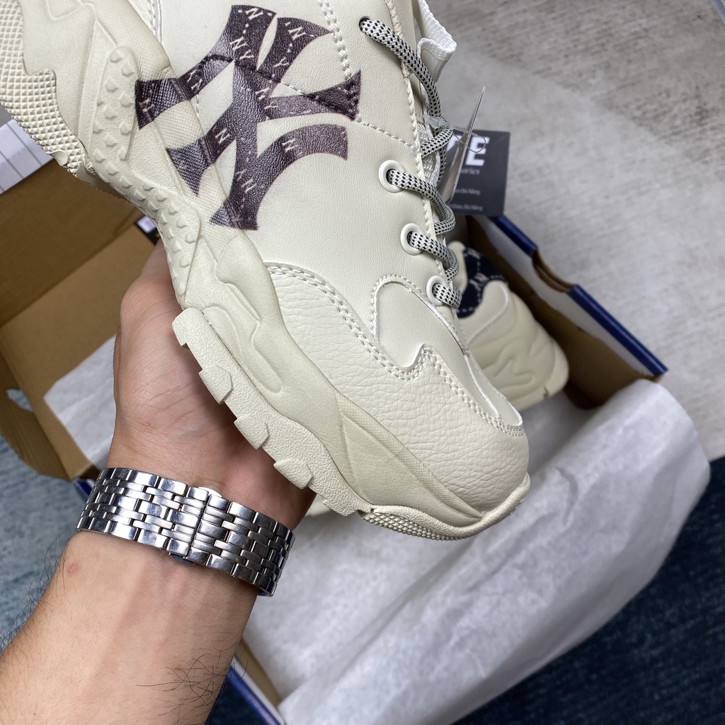 Giày sneaker MLB Chunky Mono Heel New York Yankees (Trắng chữ đen) - Hype Sneaker | Bản 1:1