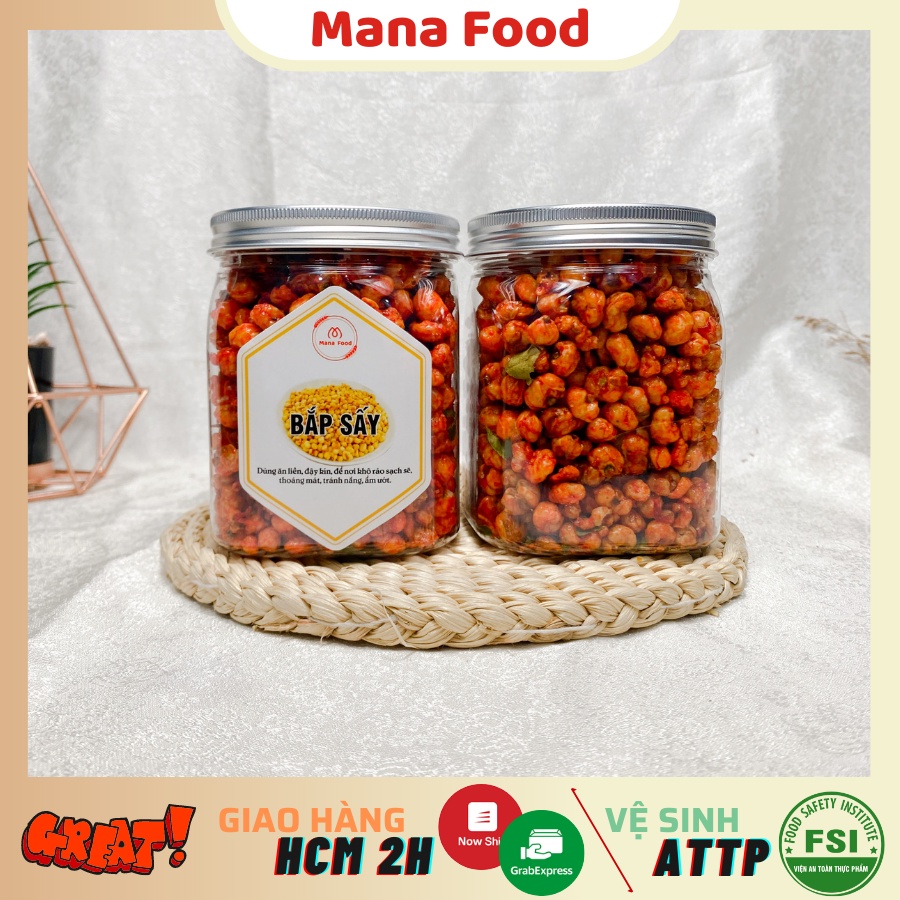 [Hũ vuông] 250G Bắp Sấy Khô Bò Lá Chanh Mana Food | Bắp rim khô bò, ngô rim khô bò - cay giòn thích mê