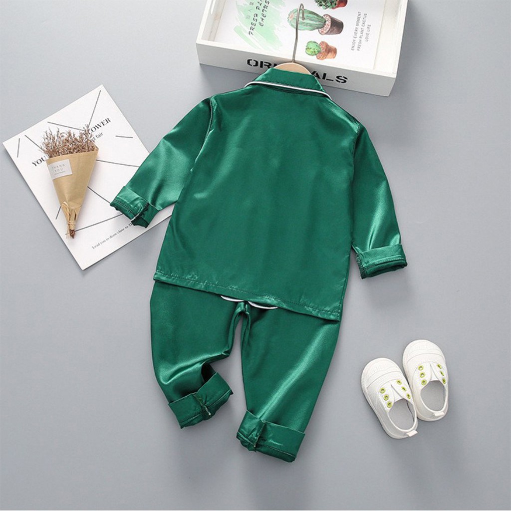 Bộ Pijama lụa dài tay cho bé Lila Kids , Bộ Đồ Ngủ Cho bé Chất lụa mặc đi ngủ hay đi chơi đều xinh từ 6-28kg