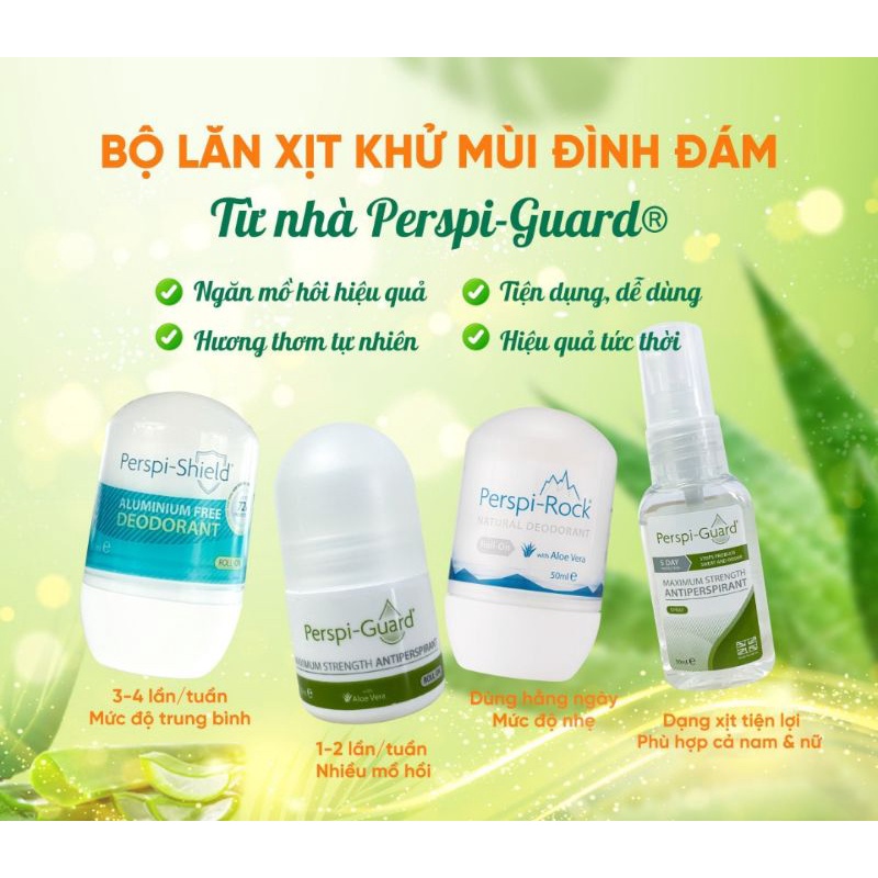 Lăn khử mùi Perspi Guard - Perspi Rock - Perspi Shield không gây ố vàng cho nam và nữ