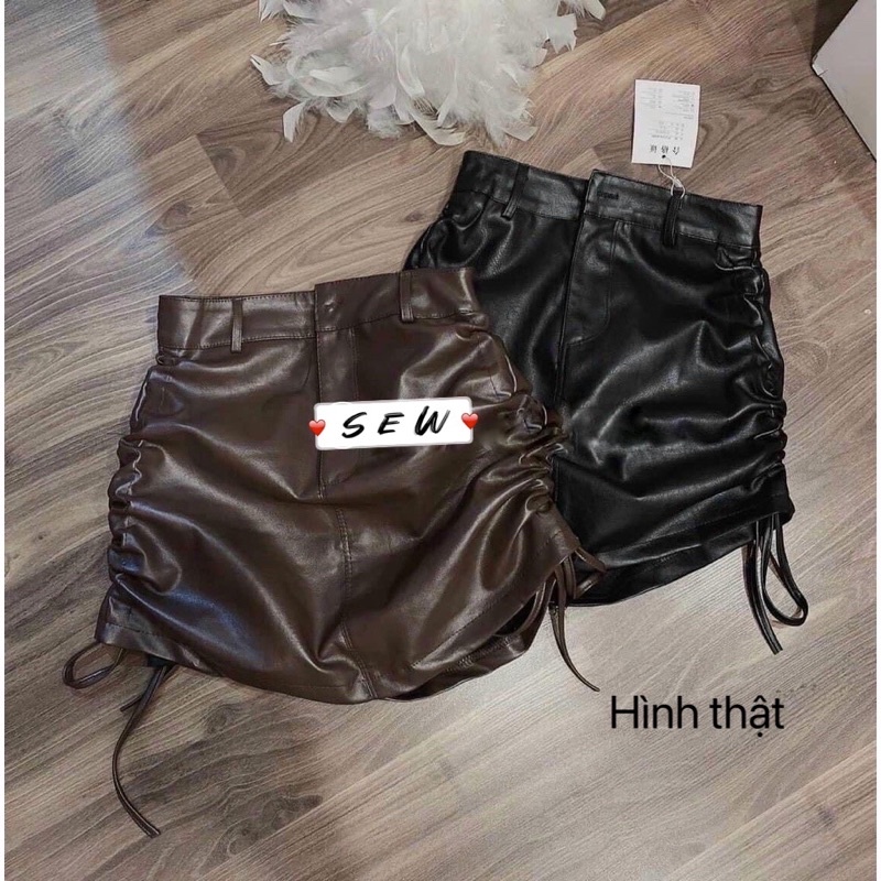 [Kèm Hình+Video Thật] Chân váy Da rút dây 2 bên dáng ngắn nữ body nhún hông ulzzang siêu hot | BigBuy360 - bigbuy360.vn