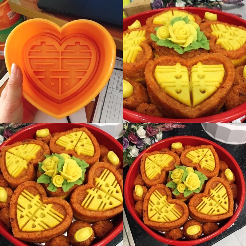 Khuôn xôi trái tim chữ song hỷ 15cm