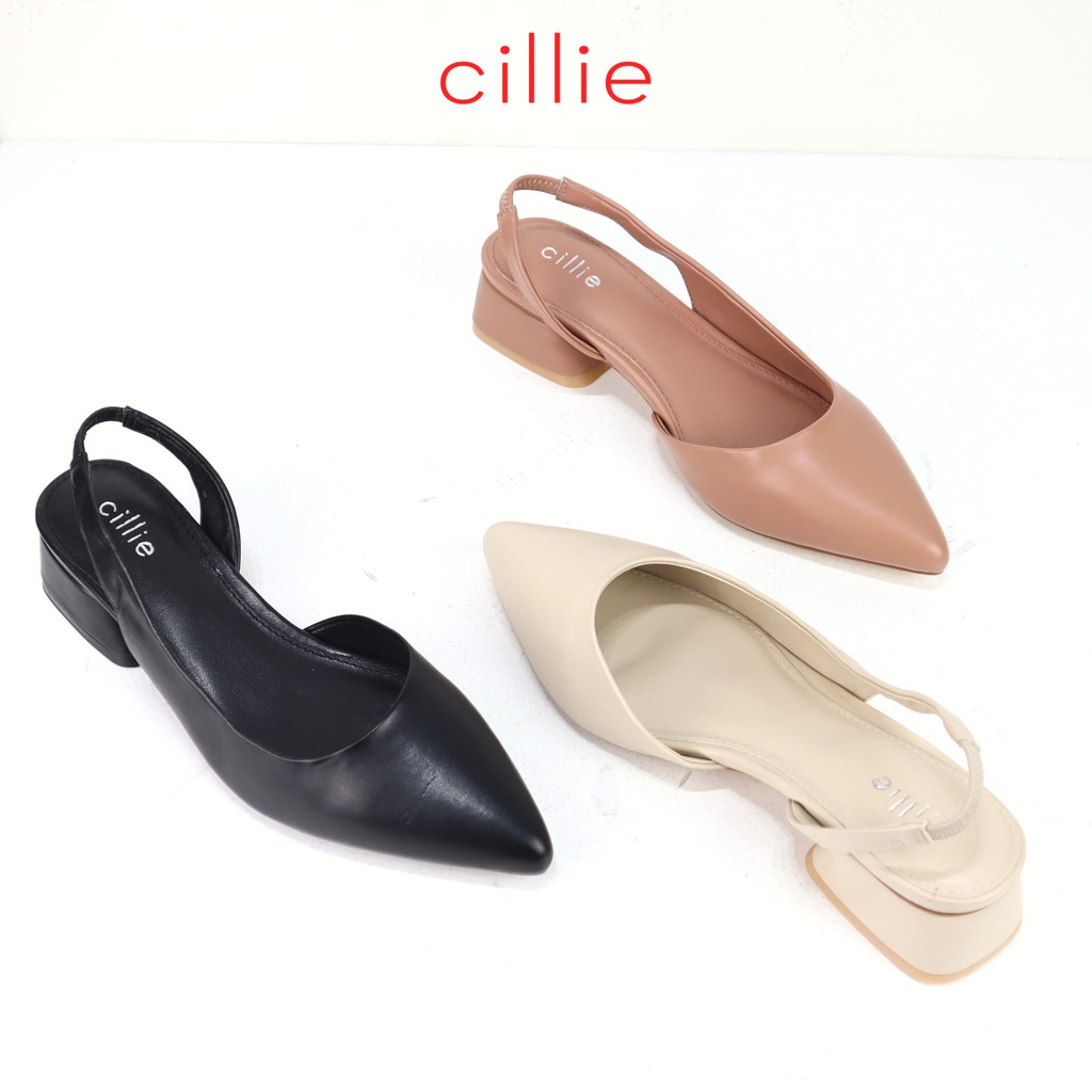 Giày cao gót slingback nữ mũi nhọn thanh lịch gót vuông cao 4cm đi chơi dạo phố đi làm Cillie 1041