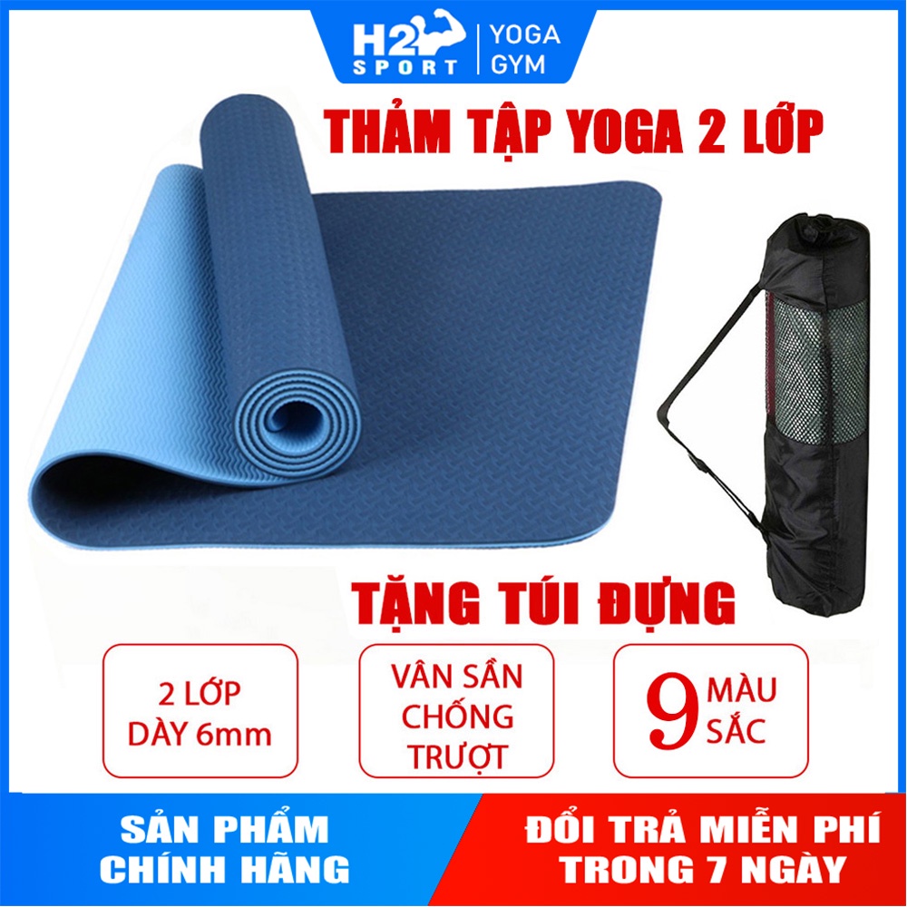 Thảm Tập Yoga, tập Gym Chất Liệu TPE 6mm Chống Trơn cực tốt