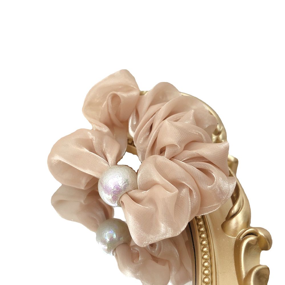 Dây buộc tóc vải đính ngọc trai nhiều màu sắc phong cách Hàn Quốc dễ thương