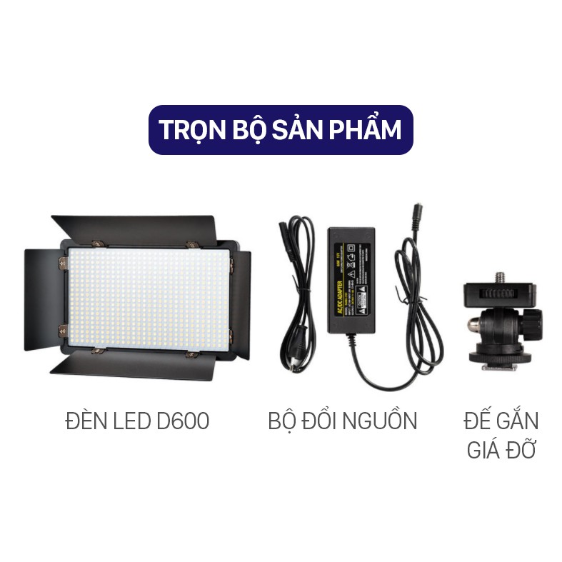 Đèn LED U600 (600 LED) 40W hỗ trợ chiếu sáng cho quay phim, chụp ảnh chuyên nghiệp  (kèm phụ kiện chuyên dụng cao cấp)