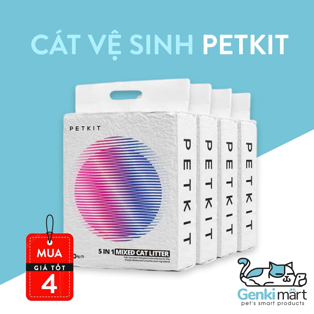 Cát mèo Petkit đậu nành Mixed 5 in 1 - Petkit everclean tofu (Khuyên dùng cho Petkit Pura Max, Pura X)