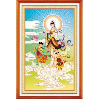 Tranh Thêu Chữ Thập 3D quan Âm Cùng Thiện Tài Và Long Nữ A1037 (KHÁCH TỰ THÊU) KT:49X76CM