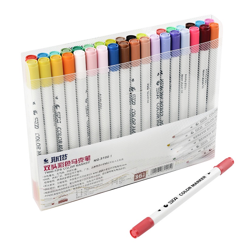 Set 48 / 36 Bút Lông Màu Nước Hai Đầu Có Thể Giặt Được Nhiều Màu Sắc Dành Cho Trẻ Em