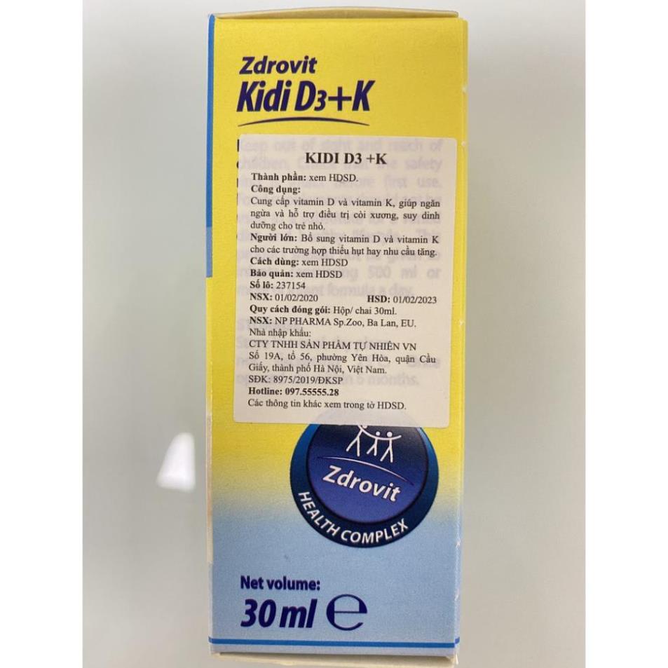 [GIÁ GỐC] [GIÁ GỐC] Kidi D3 K hỗ trợ điều trị còi xương cho bé lọ 30ml