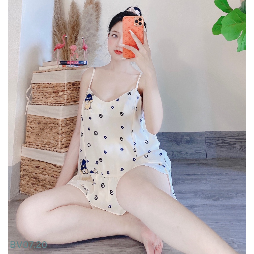Bộ Ngủ Hai Dây Baby Lụa Satin Cao Cấp - Bộ Đồ Pijama Boody BV06 | BigBuy360 - bigbuy360.vn
