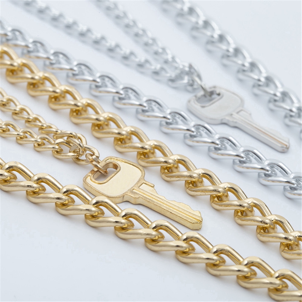 fashion woman retro Charm Double Layer Personality Key Lock Pendant Chain Necklace Accessories