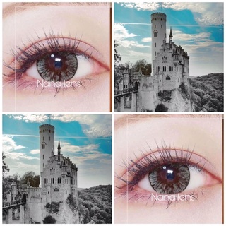 Mẫu lens mắt màu xám có viền tròn tự nhiên giãn tròng 14.5mm