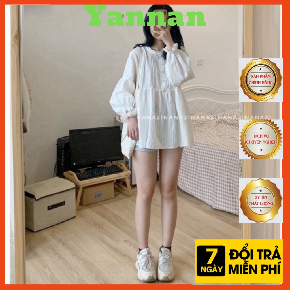 Áo babydoll cổ ren tay bèo tiểu thư A 262 Ulzzang (hàng QCCC) - Có ảnh thật + video thật FREESHIP 50K