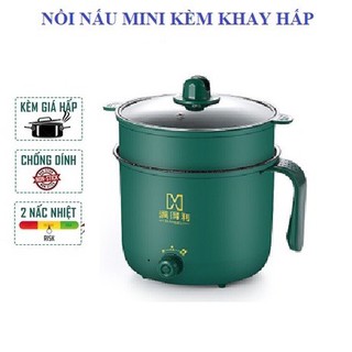 Nồi lẩu điện mini, ca nấu mì đa năng 2 tầng kèm khay hấp