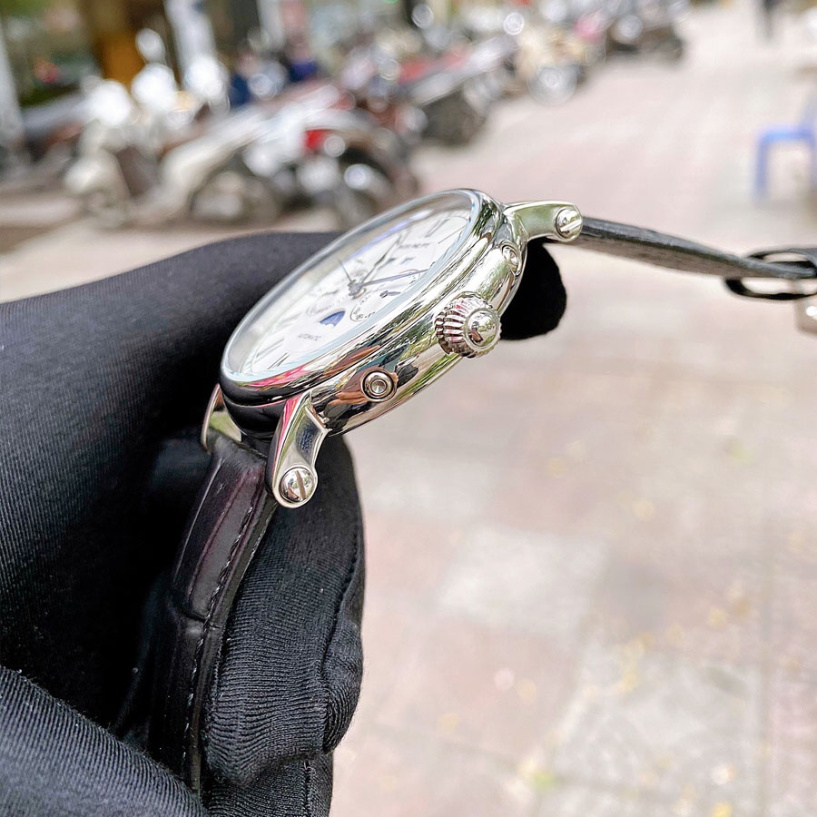 Đồng hồ Nam Patek máy nhật, mẫu Lịch vạn niên mặt trắng viền trắng dây da, dòng cơ Automatic size 41mm-42mm | BigBuy360 - bigbuy360.vn