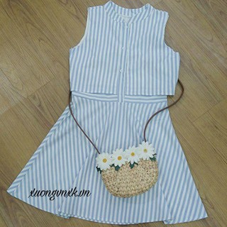 Đầm sọc set (kèm hình thật)