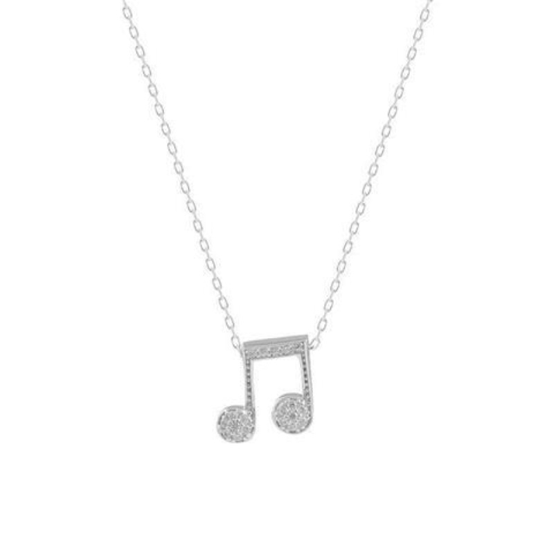 Vòng cổ Bạc 925 Mặt Hình Nốt Nhạc Đính Đá Zircon Nhiều Màu Sắc Xinh Xắn Cho Nữ